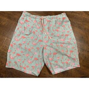 JOHNNIE-O Men's Acklins Flamingo Print Swim Trunks Size Large